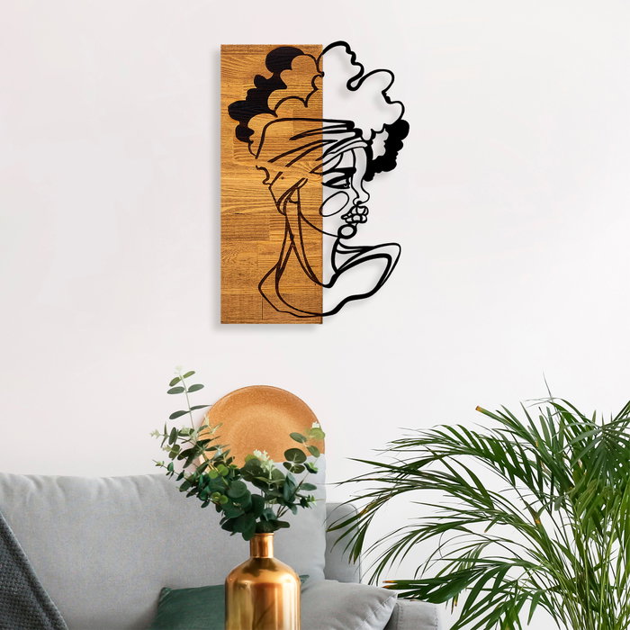 Wallity African Woman 3 - Escultura de pared en Negro y Nogal claro Wallity African Woman 3 - Escultura de pared en Negro y Nogal claro